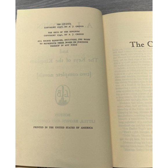 A J Cronin The Citadel The Keys of the Kingdom HCDJ Book Club 1941 2 Novels - Picture 3 of 9